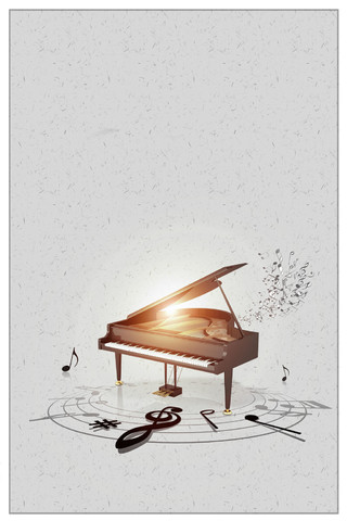 简约优雅灰色钢琴琴行招生培训海报背景